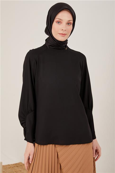 Armine Kolu Büzgü Detaylı Bluz 23Y3230 Siyah