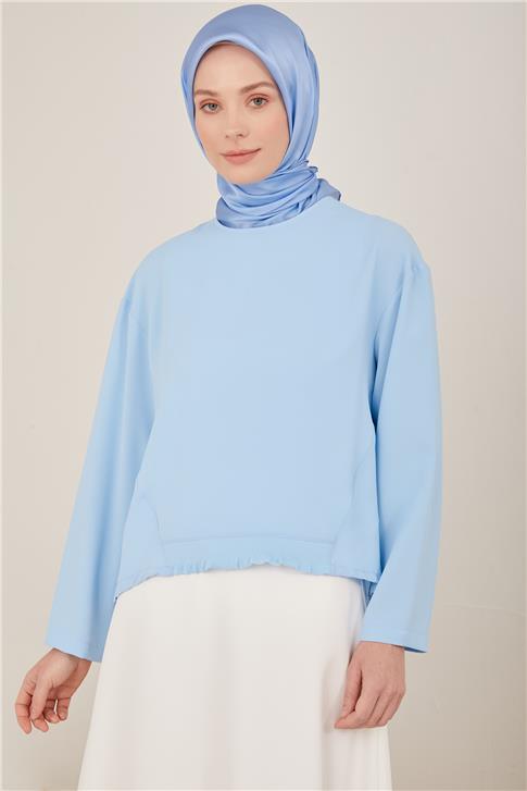 Armine Önü Ribana Detaylı Bluz 23Y3306 Bebe Mavi