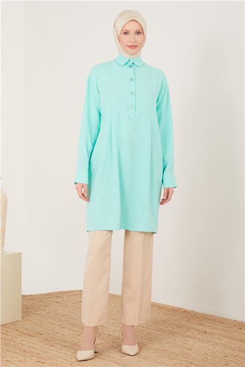 Armine Önü Kırmalı Araboy Tunik 23Y4434 Deniz Köpüğü