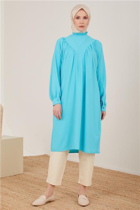 Armine Önü Büzgülü Ve Robalı Tunik 23Y4451 Aqua