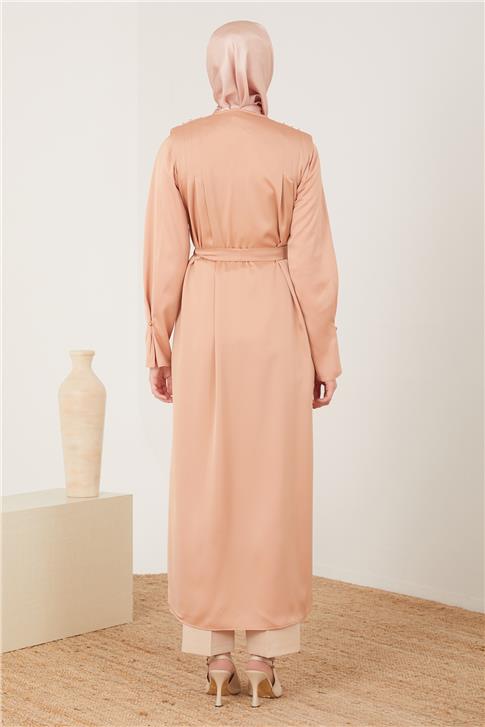 Armine Kolu Daraltılabilen İncili Ferace 23Y8402 Latte