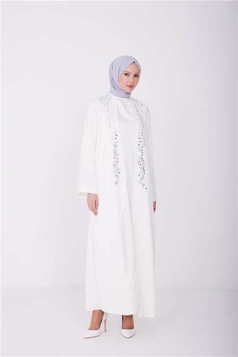 Armine Taşlı Takım Gibi Görünen Elbise 23Y9601 Beyaz