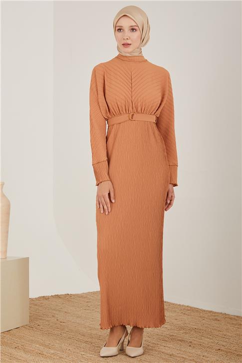 Armine Verev Piliseli Elbise 23Y9626 Kahverengi