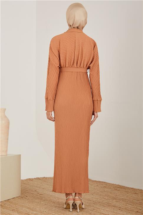 Armine Verev Piliseli Elbise 23Y9626 Kahverengi