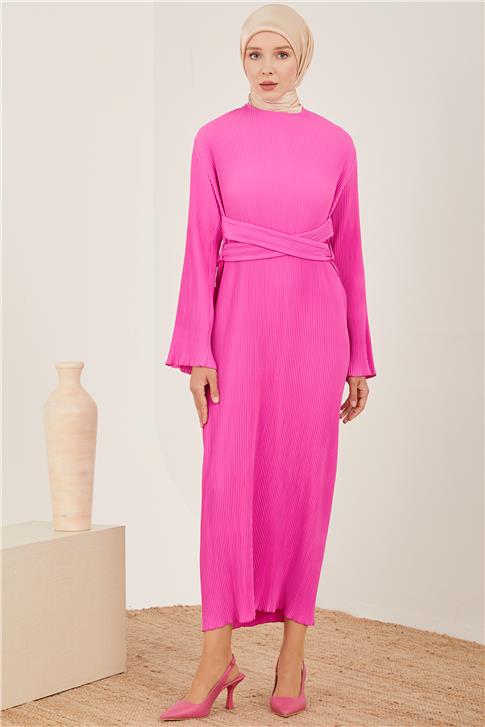 Armine Beli Çapraz Kemerli Piliseli Elbise 23Y9663 Orkide