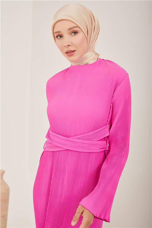 Armine Beli Çapraz Kemerli Piliseli Elbise 23Y9663 Orkide