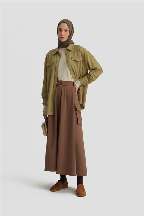 Armine Kargo Cepli Tencel Etek 24Y1701 Haki