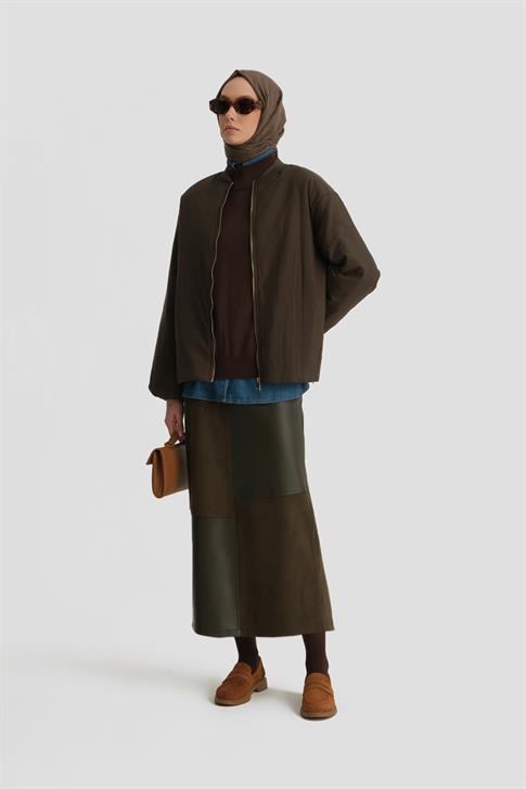 Armine Ters Yüz Kalem Etek 25K1710 Haki