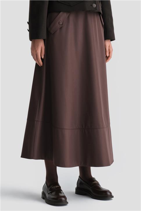 Armine Kalın Dikişli Kloş Etek 25K1712 Acı Kahve