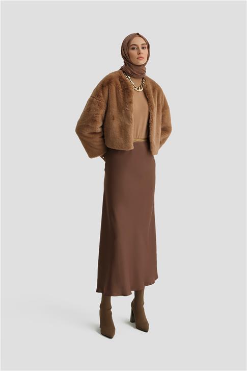 Armine Kloş Saten Etek 24K1714 Haki