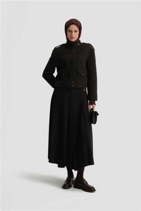 Armine Plile Anvelop Etek 24K1715 Kahverengi