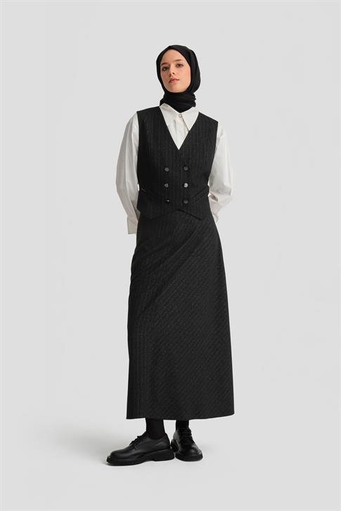 Armine Simli Dokulu Etek 25K1721 Siyah