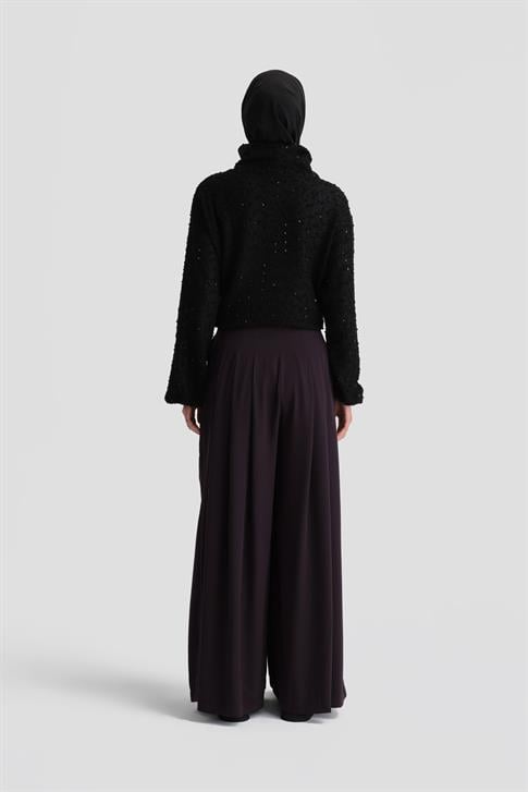 Armine Yüksek Bel Pliseli Pantolon 24K2700 Mor