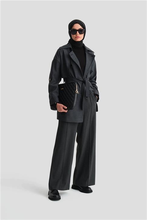 Armine Beli Lastikli Palazzo Pantolon 25K2703 Antrasit