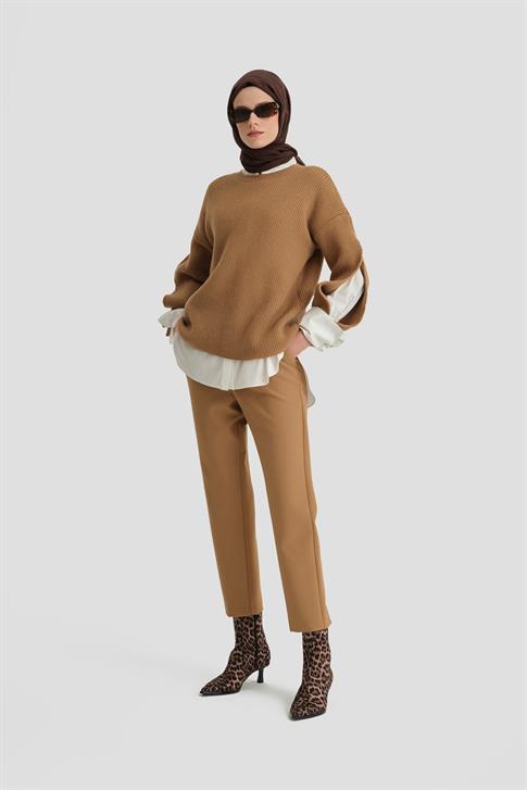 Armine Asimetrik Kapamalı Pantolon 25K2707 Camel