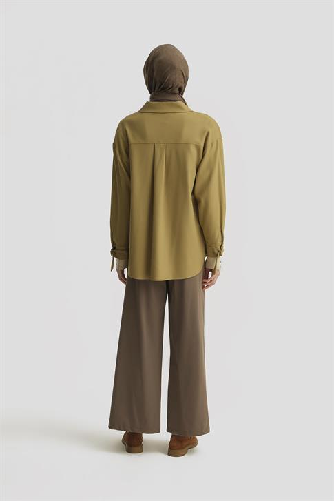 Armine Bağcıklı Tencel Pantolon 25K2708 Haki