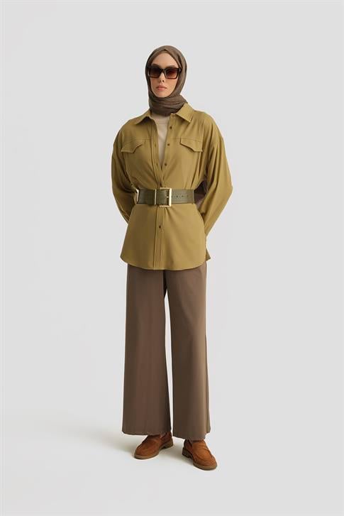 Armine Bağcıklı Tencel Pantolon 25K2708 Haki