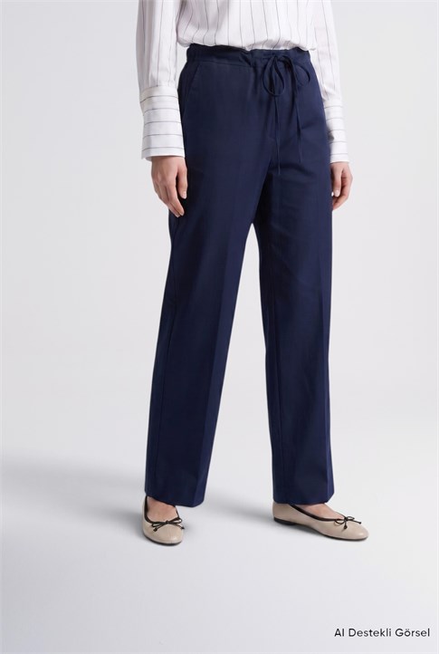 Armine Bağcıklı Tencel Pantolon 25K2708 Lacivert