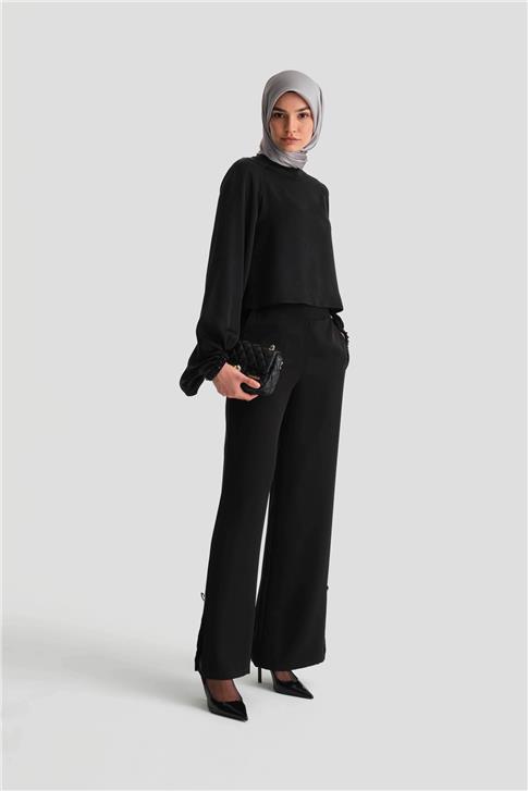 Armine Aksesuar Detaylı Şık Pantolon 25K2713 Siyah