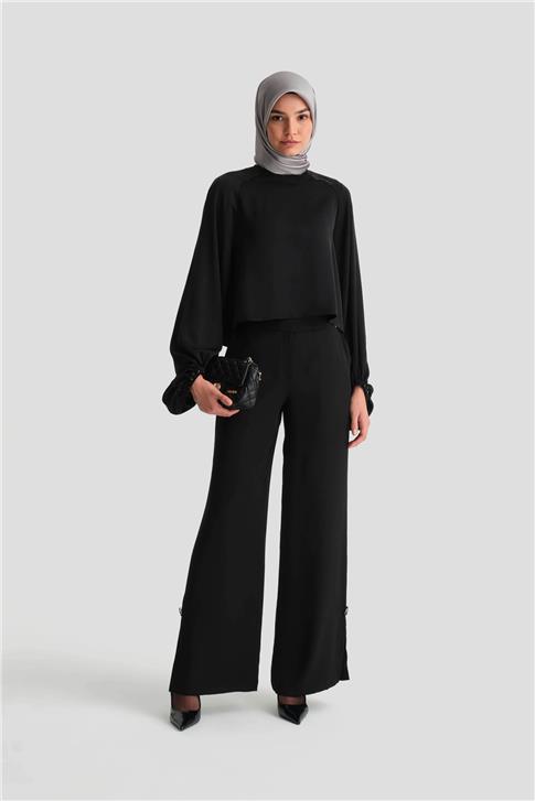 Armine Aksesuar Detaylı Şık Pantolon 25K2713 Siyah
