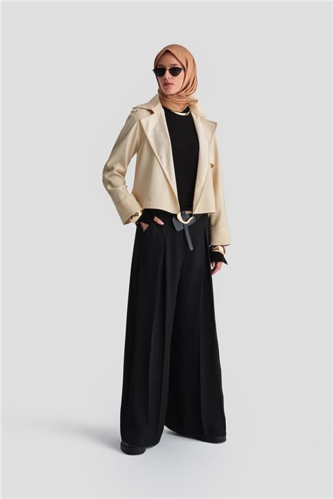 Armine Pileli Pantolon Etek 24K2715 Siyah