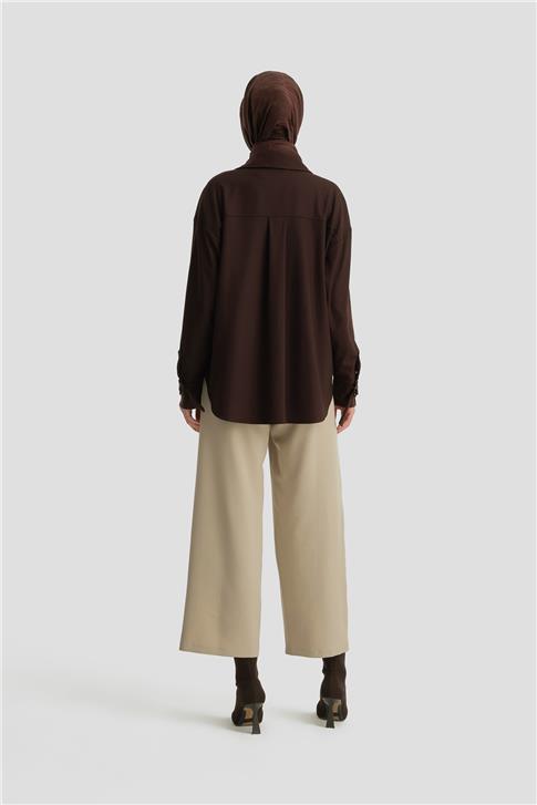 Armine Beli Apoletli Palazzo Pantolon 24KH2722 Bej