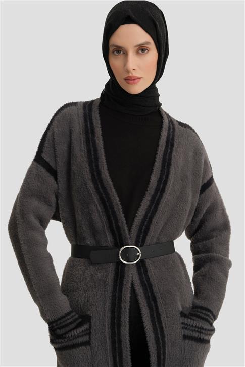 Armine Peluş Hırka 25KD2801 Antrasit