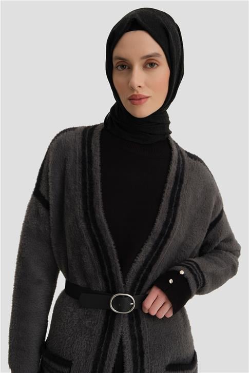 Armine Peluş Hırka 25KD2801 Antrasit