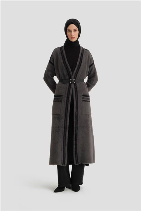 Armine Peluş Hırka 25KD2801 Antrasit