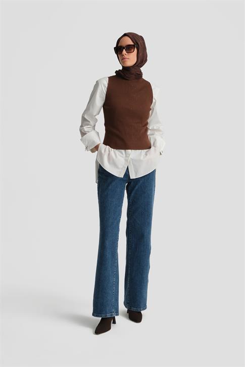 Armine Taşlı Triko 25KD2807 Acı Kahve