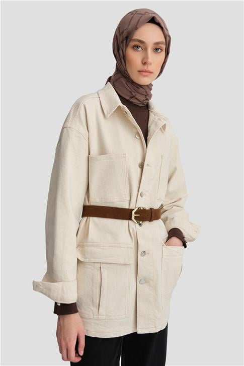 Armine Denim Ceket 24KD3403 Bej