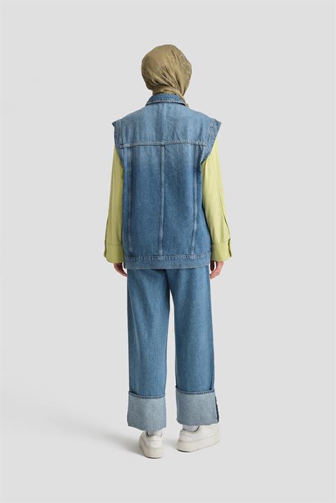 Armine Denim Yelek 24Kd3414 Açık Mavi