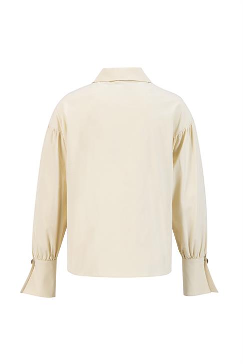 Armine Sivri Yakalı Floş Keten Gömlek 24K3602 Aytaşı