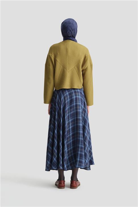 Armine Örme Çizgi Efektli Kazak 24K3616 Yeşil