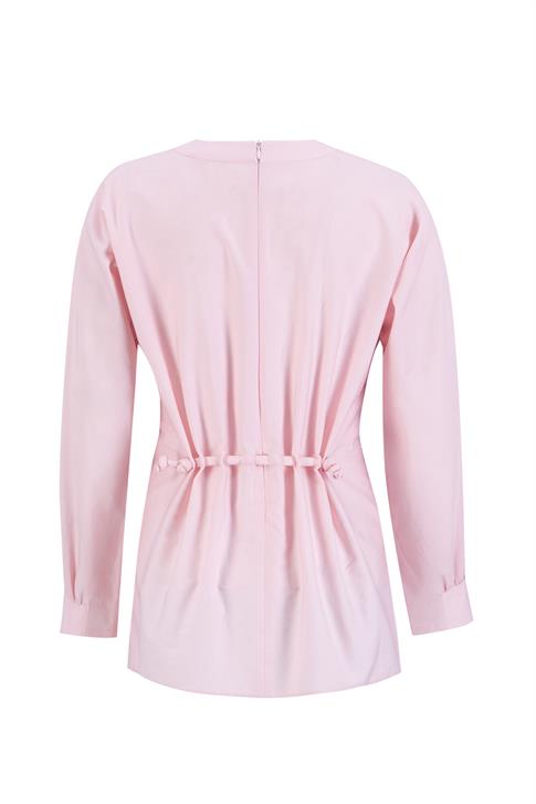 Armine Bağcık Detaylı Pamuk Bluz 24K3619 Pembe