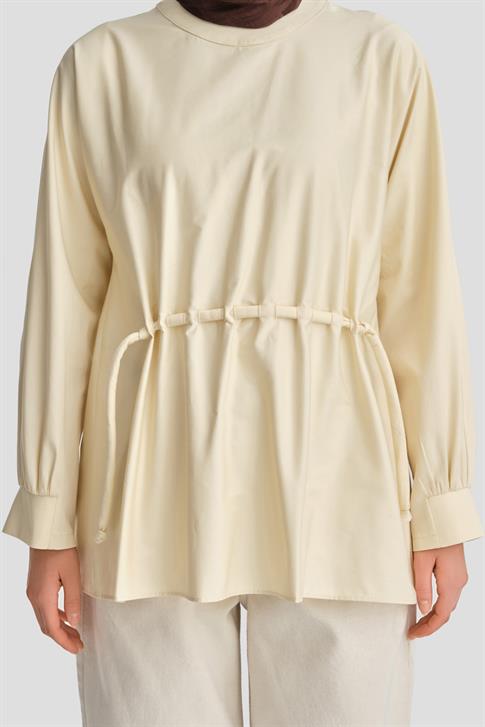 Armine Bağcık Detaylı Pamuk Bluz 24K3619 Aytaşı