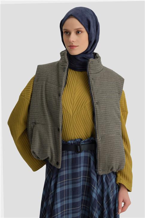 Armine Dolgulu Yelek 25K4200 LACİVERT