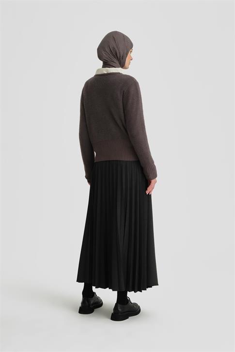 Armine Metal Düğmeli Yumuşak Dokulu Triko Hırka 24KD4205 Antrasit