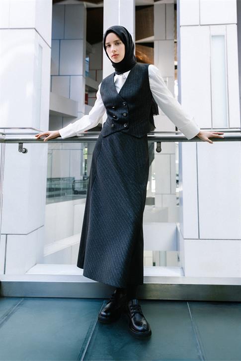 Armine Sim Dokuku Yelek 25K4208 Siyah