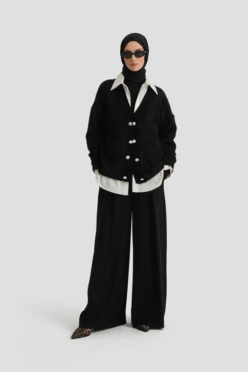 Armine Peluş Triko Hırka 24Kd4211 Siyah