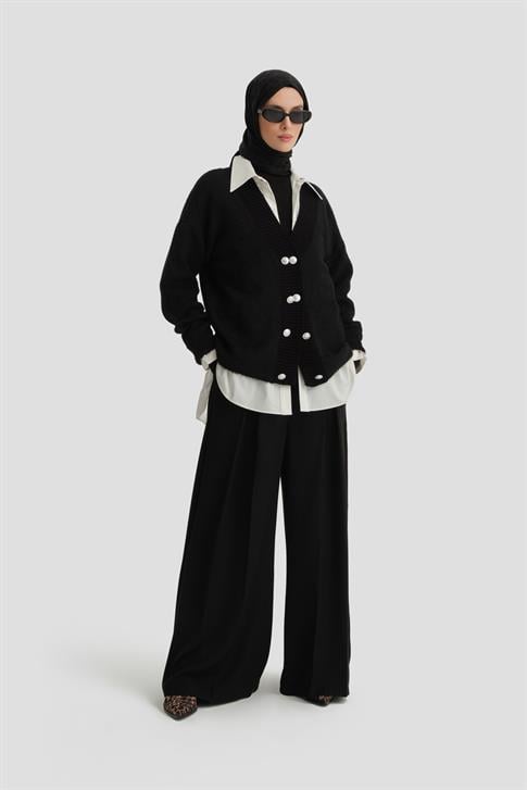 Armine Peluş Triko Hırka 24Kd4211 Siyah