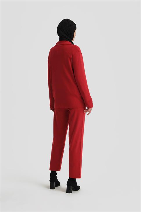 Armine Metal Düğmeli Triko Takım 24KD4212 Kırmızı