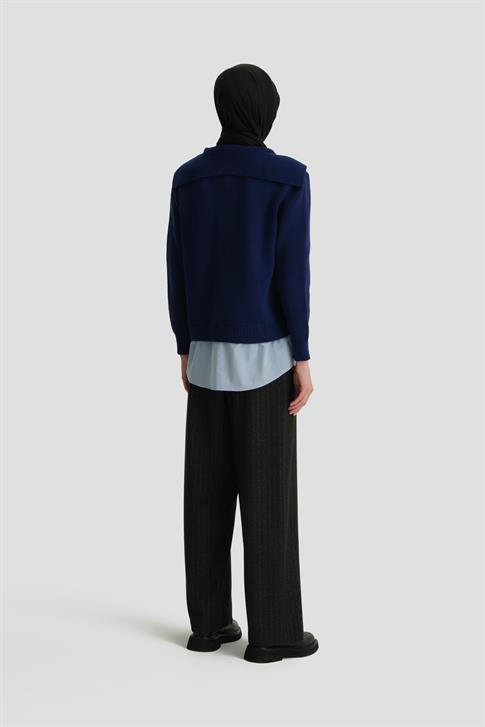 Armine Poplin Mixli Kazak 25KD4218 Lacivert-Mavi