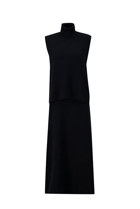 Armine Sıfır Kol Kazak Etekli Takım 24KD4220 Siyah