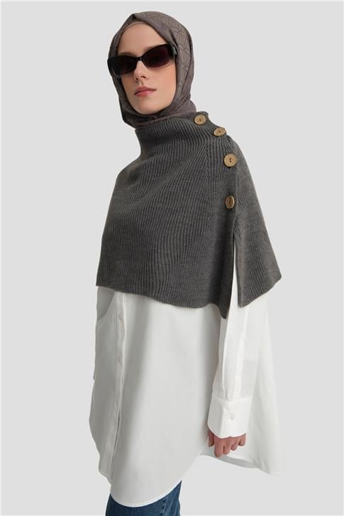 Armine Triko Pelerin 24KD4224 Antrasit