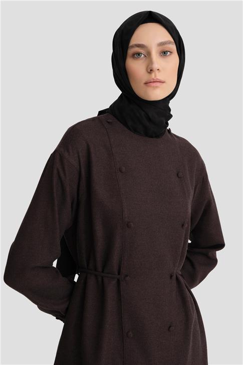 Beli Bağlamalı Cepli Tunik 24K3608 Mürdüm 