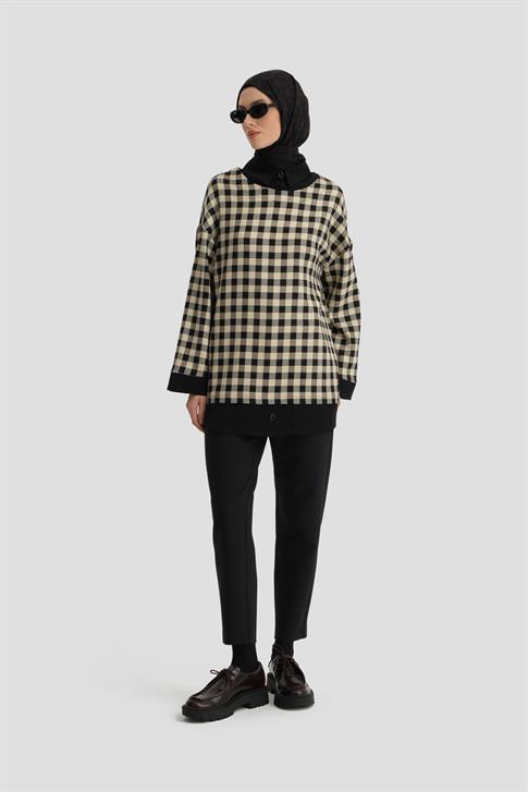 Armine Dama Desenli Tunik 25K4310 Siyah