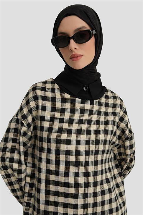 Armine Dama Desenli Tunik 25K4310 Siyah