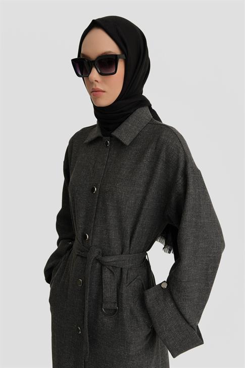 Armine Keten Karışımlı Giy Çık 25K5601 Gri Melanj
