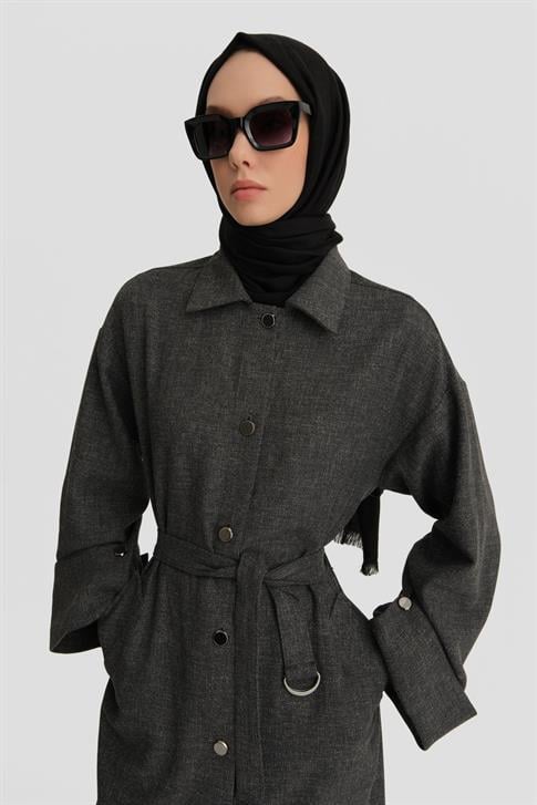 Armine Keten Karışımlı Giy Çık 25K5601 Gri Melanj